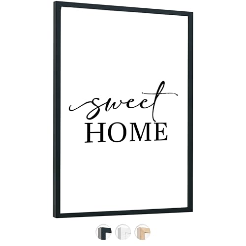 edihome, Bilderrahmen A3, (1 Stück), 29,7 x 42, Holz, Photo Frame, Rahmen din a3, für Diplome, bruchsicheres Acrylglas, für Poster und Bilder, Hoch- und Querformat (Schwarz, 1 Stück)