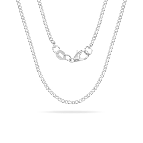 Casxyue 925 Silber Kette Halskette Für Damen Mädchen Ohne Anhänger Kettenbox/O-Kette/Kubanische Kette/Schlangenkette/Flache Schlangenkette 40 45 50 55 60 65 70 75 cm (Kubanische Kette, 45cm)