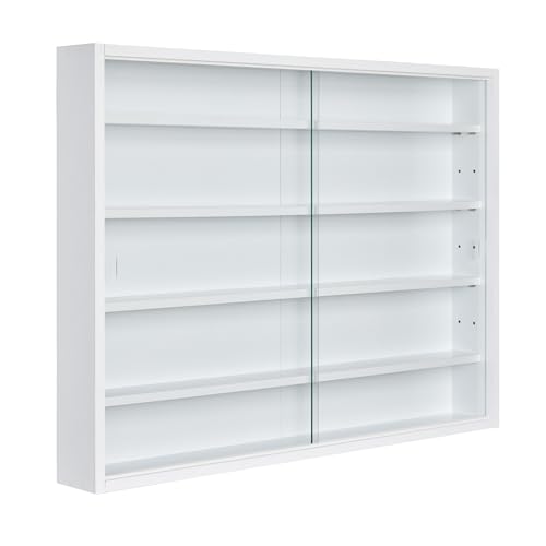 Inter Link - Sammlervitrine - Hängevitrine - Wandregal - Glasvitrine - Wandvitrine - Hängeregal - Schaukasten - MDF - Weiß (80x60x9.5 cm) Compilati