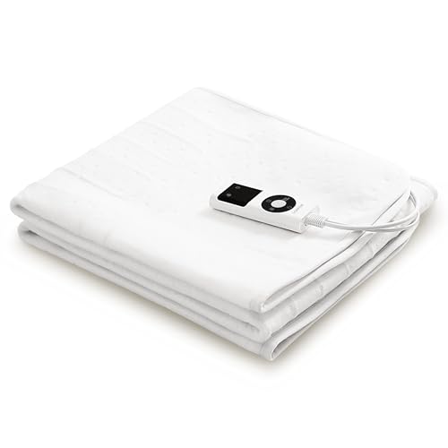 Comfeur Heizdecke Wärmeunterbett 190x80 cm, Heizdecke mit Abschaltautomatik, 9 Wärmestufen, Timer mit Zeitschaltuhr, Wärmedecke mit extra großes beheiztes Fläche und Vorwärmfunktion