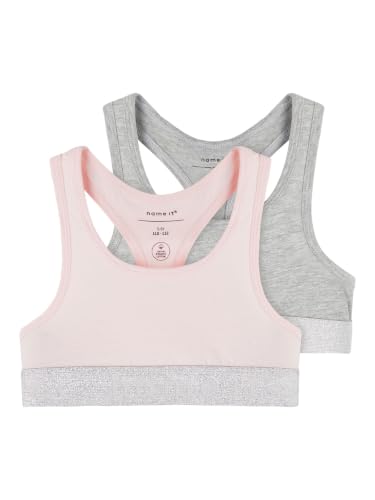 NAME IT Mädchen Nkfshort Top 2p Noos Unterhose, Barely Pink/Pack:w/ Grey Melange, 158/164
