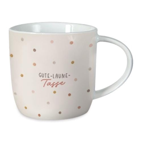 Grafik-Werkstatt Kaffeetasse mit Spruch 300 ml Porzellan Tasse Gute-Laune-Tasse, Beige