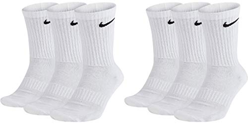 NIKE 6 Paar Socken Herren Damen Weiß Grau Schwarz Tennissocken Sparset SX7664, Farbe:weiß, Größe:42-46