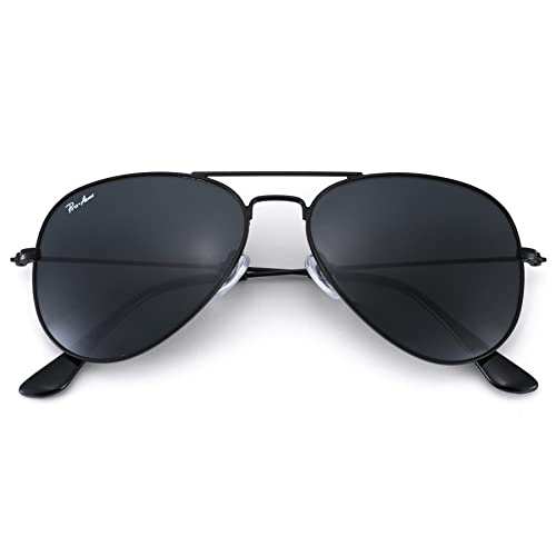 Pro Acme Sonnenbrille Herren Damen Klassische Pilotenbrille Glaslinse Fliegerbrille Unisex Piloten Sonnenbrille (Schwarz Rahmen/Grau Linse)