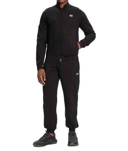 EA7 Emporio Armani Sportanzug für Herren, Jacke mit Reißverschluss und Jogginghose, Schwarz, Schwarz , Small
