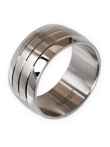Fly Style Ring aus 316L Edelstahl - Hochwertiger Breiter Bandring für Männer - Schlichte und Stylische Herrenringe - auch für Ihn als Ehering oder Verlobungsring, Ring Grösse:23.9 mm