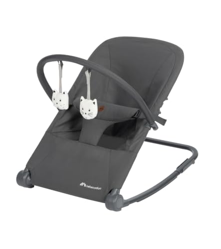 Bebeconfort Aster, Babywippe, 0–2 Jahre, leicht (2,7 kg), ultrakompakt faltbar, verstellbare Rückenlehne, abnehmbarer Spielbogen, 3-Punkt-Gurt, Feststellmodus, Mineral Graphite