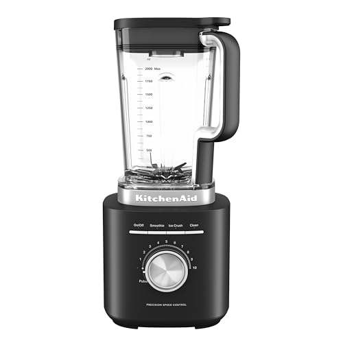KitchenAid 5KSB2073EBM Pure Power Blender Standmixer, 1,5 PS Motor, Asymmetrische Klingen, Eis-Crushen, für Suppen & Smoothies, 10 Stufen, 2L BPA-freier Behälter, Matt-Schwarz
