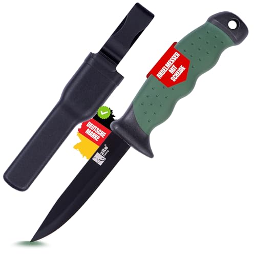 Zite Fishing Angelmesser inklusive Kunststoff Gürtel-Messerscheide - Robuster Klassiker - Fischmesser mit Anti-Rutsch Griff - Outdoormesser, Angler Messer feststehende Klinge, Fischermesser