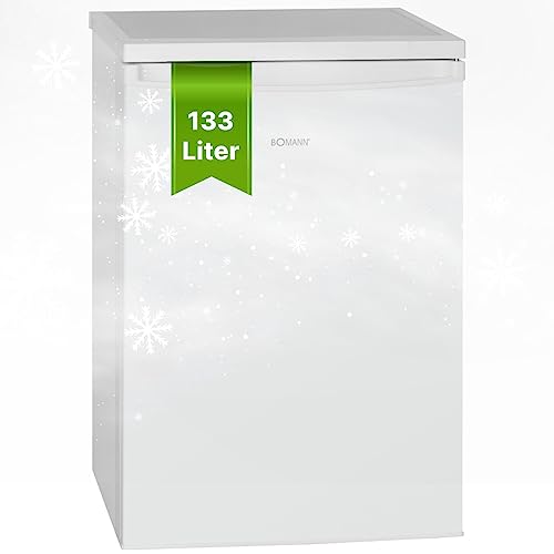 Bomann Kühlschrank ohne Gefrierfach, 133 Liter Nutzinhalt, 3 Ablagen, Kühlschrank klein mit Gemüsefach, wechselbarem Türanschlag, Tischkühlschrank leise, H:84.5 x B:56 x T:57.5cm - VS 2185.1 weiß