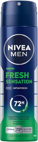 NIVEA MEN Fresh Sensation Deo Spray, Deodorant mit 72h Anti-Transpirant-Schutz gegen Schweiß und Geruch, Deospray mit antibakterieller Wirkung und frischem Duft (150 ml)