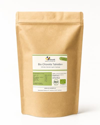 my-mosaik Bio Chlorella Presslinge 500g | Vegane Chlorella Tabletten | 500mg je Pressling | aus kontrolliert biologischem Anbau | 100% rein und naturbelassen | laborgeprüft