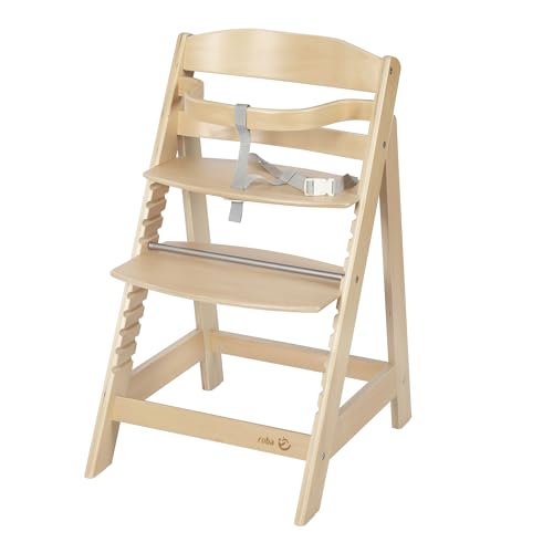 roba Treppenhochstuhl Sit Up III - Mitwachsender Baby Hochstuhl - ab 6 Monaten - Kinderhochstuhl aus Holz natur - Stuhl bis 50 kg belastbar, 1 Stück (1er Pack)