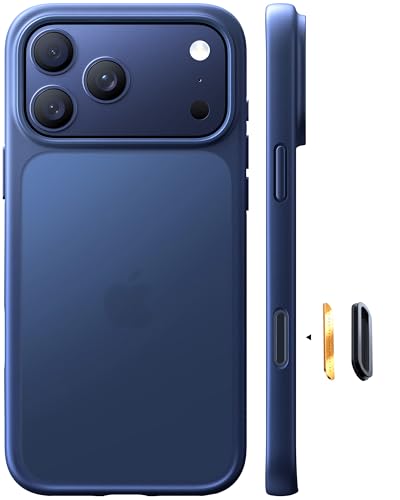 TORRAS Guardian für iPhone 17 Pro Hülle [TOP Militärschutz] mit Kameraknopf Matt Transluzente Rückseite Schutzhülle Samtweiche Haptik Stoßfest Kratzfest Handyhülle für iPhone 17 Pro Case Blau