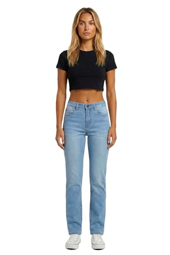 ESRA Straight Leg Jeans Damen Jeans High Waist – Premium Stretch Jeans Damen aus extra weicher Baumwolle