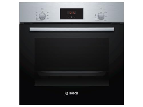 Bosch HBF133BR0 Serie 2 Einbau-Backofen, 60 x 60 cm, EcoClean Direct Reinigungshilfe, 3D Heißluft Backen auf 3 Ebenen, LED-Display, Schnellaufheizung, Kindersicherung, Schwarz, Updated