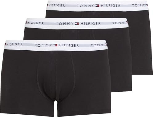 Tommy Hilfiger Herren 3er Pack Boxershorts Trunks mit Logobund, Mehrfarbig (Th Wht/Th Wht/Th Wht), L