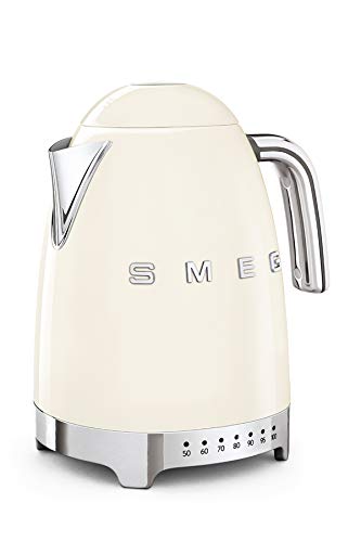 Smeg, Wasserkocher Temperatur regelbar KLF04CREU 1,7L zuzüglich Temperaturniveaus, Anti-Limiden Filter, Wasserspiegelindikator, Stromversorgung 2400W, Creme