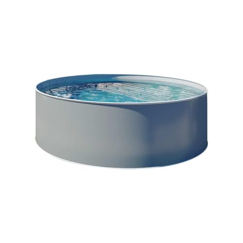 Design-Stahlwandpool Ø 3,50 x 1,20 m inkl. Zubehörpaket - Rundpool anthrazit mit Grauer 0,80 mm Folie - einfacher Aufbau - schraubenfreie Montage - freistehend teileingelassen oder eingelassen
