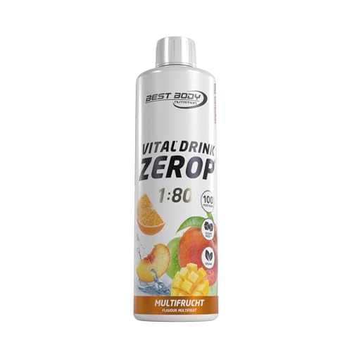 Best Body Nutrition ZEROP Vital Zuckerfreies Getränkekonzentrat Sirup Multifrucht Ohne Aspartam 500 ml ergibt 40 L Getränk Fitness Drink mit Vitaminen B1 B6 Niacin Kalorienarm Wassersprudler