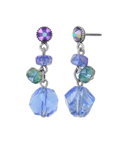 Konplott: pendelnde Ohrstecker Jelly Flow round, lange Gipsy-Ohrstecker mit geschliffenen Glaskugeln, für Damen/Frauen (blau)