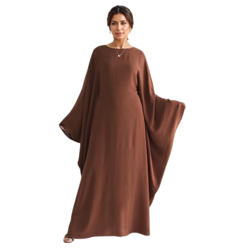 Frauen Muslim Robe Weiche Krepp Schmetterling Batwing Abaya Dubai Luxus Islam Muslim Kaftan Bescheidenes Kleid