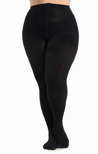 Seidiva Strumpfhose Damen Große Größen XL-4XL (44-62), 80D Plus Size Strumpfhosen Halb-Blickdicht, Bunte Damenstrumpfhosen Übergröß (Schwarz,4XL)