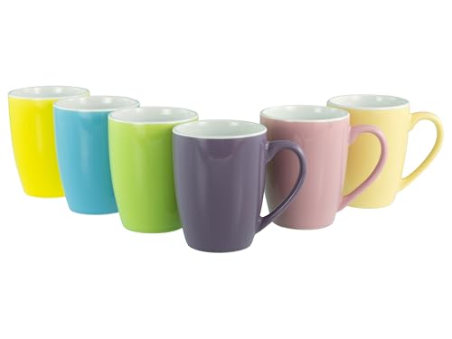 CreaTable, 23999, Serie Universal Kaffeebecher Bunt Bicolor, 6-teiliges Geschirrset für 6 Personen, Kaffeebecher aus Steinzeug, spülmaschinen- und mikrowellengeeignet, Qualitätsproduktion