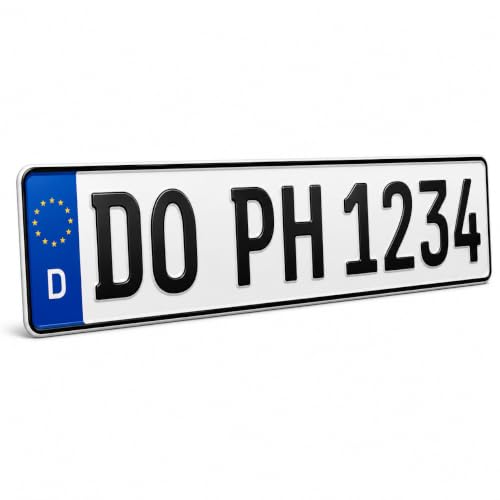 PLATEHOLDER® Kfz Kennzeichen | DIN Zertifiziert | 520x112mm | Für Auto Fahrradträger Anhänger | offizielle Nummernschilder 1 Stück