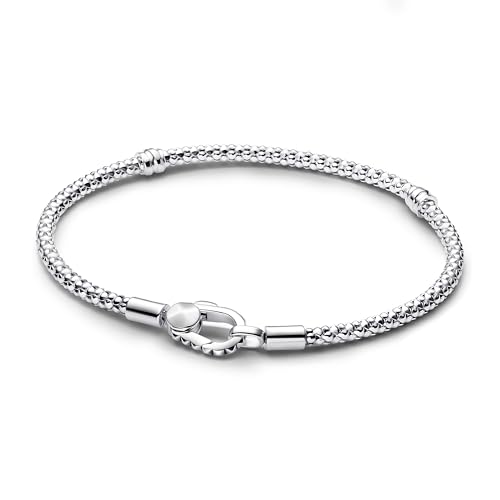 PANDORA Moments Nietenarmband mit Nietenverschluss aus Sterling-Silber, Kompatibel Moments Anhängern, Größe: 19 cm, 593680C01-19