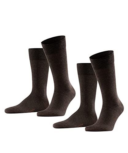 FALKE Herren Socken Happy Double Pack M So Baumwolle einfarbig 2 Paar, Braun Dark Brown 5450, 43-46
