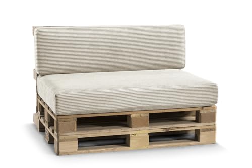 Gutekissen® Palettenkissen, Gartensofakissen, Sitzkissen, Rückenlehne gefüllt mit Poulirette-Schaum, viele Farben und Größen PFL (Set (Sitzkissen 120x80 +Rückenlehne 120x40), Beige)