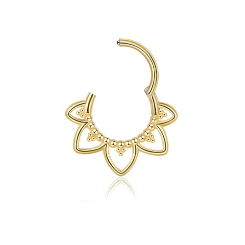 Lantine 16g 8mm Lotusblume Gold Septum Piercing Nasenpiercing Daith Ring