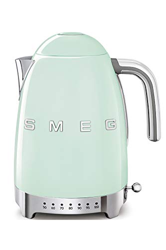 Smeg, Kessel mit variabler Temperatur KLF04PGEU 1,7L zuzüglich Temperaturniveaus, Anti-Limiden Filter, Sicherheitsförderung, Wasserspiegelindikator, umhüllt, Stromversorgung 2400W, Pastellgrün