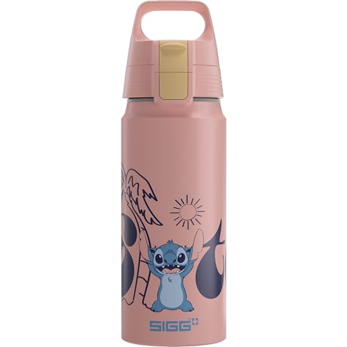 Sigg - Alu Trinkflasche Kinder - WMB ONE Stitch Disney - Kohlensäuregeeignet - Auslaufsicher - Federleicht - BPA-frei - Klimaneutral Zertifiziert - Sport & Schule - Pink- 0,6L