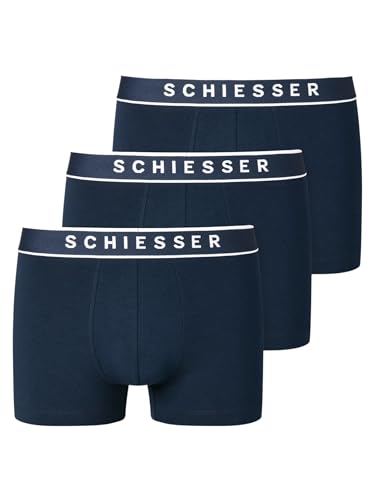 Schiesser Herren 3 PACK Boxershorts Bio Baumwolle Multipack - 95/5 Organic, dunkelblau_173983, 6/ L