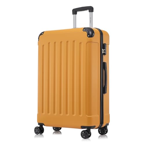 YONSLY Koffer Suitcase XL Orange, Trolley Reisekoffer, Rollkoffer Handgepäck mit 4 Rollen 360°, Hartschalenreisekoffer, Zahlenschloss, Weicher Gummigriff