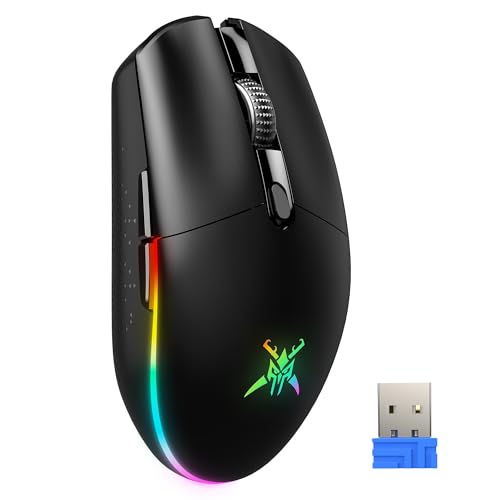TECKNET Kabellose Gaming-Maus, RGB 2.4G/USB-C Kabelgebundene Gaming-Maus, 8000 DPI Wiederaufladbar, PC Gaming Mouse mit Programmierbaren Tasten, 72g Ultraleicht Maus für Windows XP/11/10/8/7 usw