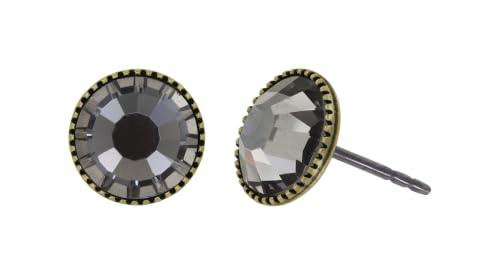 Konplott: Ohrstecker Black Jack big, klassische runde Kristall-Ohrstecker in Kelchfassung, für Damen/Frauen (grau)