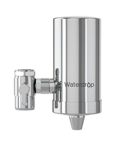 Waterdrop WD-FC-06 Wasserfilter Wasserhahn aus Rostfreiem Stahl, Kohleblock Wasserfiltersystem, Leitungswasserfilter, Entfernt Chlor, Schwermetalle und Schlechten Geschmack (1 Filter Enthalten)