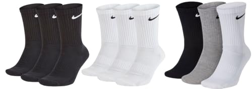 NIKE 9 X DRI FIT Crew Sport Socken 3X 3er Pack SX7664 SX4508 AB, Farbe:Weiß, Größe:M = 38-42