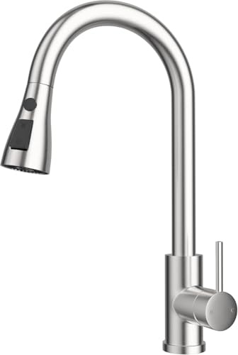 WLTEDRGO Wasserhahn Küche Ausziehbar, Hochdruck Küchenarmatur mit Brause, Armatur Küche mit 3 Strahlarten, 360° drehbar Mischbatterie Küche Spültischarmatur, Edelstahl Gebürstet