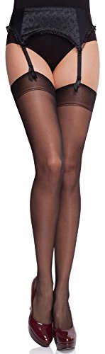 Merry Style Damen transparent Strapsstrümpfe MS 226 15 DEN (Schwarz, M-L (40-44))