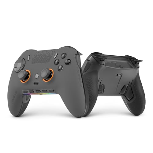 Scuf ENVISION PRO V2 (2025) Kabelloser Gaming-Controller nur für den PC – Anti-Drift-Daumenstifte – Fünf Wiederverwendbare G-Tasten – Wiederverwendbare Back-Paddles – Sofortauslöser – Stahlgrau