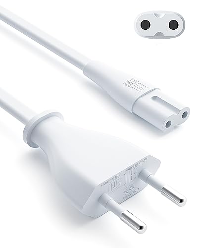 Euro Netzkabel Euro Stecker Typ C gerades Stromkabel 1,5M, BolAAzuL IEC Buchse C7 2x0,75mm 2 reiner Dirigent, kompatibel mit Apple TV PS4 PS5