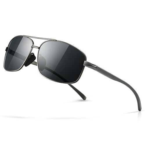 SUNGAIT Ultraleichte Rechteckig Sonnenbrille Herren Polarisierte UV400-Schutz CAT 3 SGT458 QKHUK