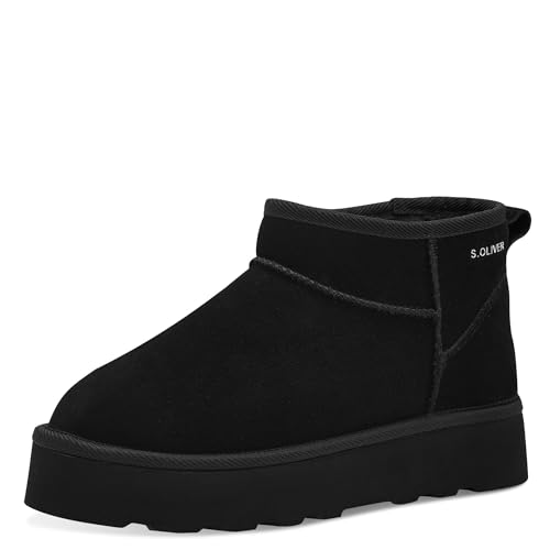 s.Oliver Damen Boots aus Leder Gefüttert, Schwarz (Black), 38 EU