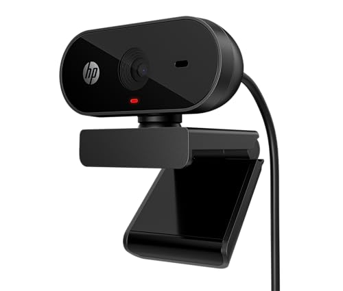 HP 320 All-in-One-Webcam (USB-A, 1080p/Full HD Auflösung, 360° schwenkbar, 66°-Weitwinkel, Belichtungskorrektur, Autofokus) Schwarz mit integriertem Mikrofon