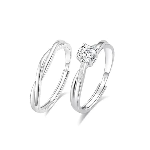 Maynor Eheringe Silber Damen & Herren Trauringe Paar Geschenke Ringe 925 Ring Verlobungsring Partnerringe Freundschaftsringe Verstellbare Stapelbare Daumenring Fingerring Set Schmuck