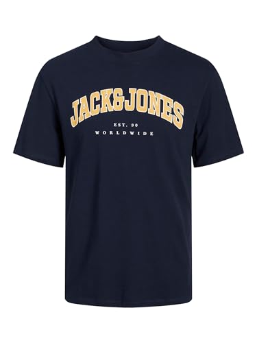 JACK & JONES PLUS JJECALEB Varsity Tee SS O-Neck NOO PLS, Navy Blazer,6XL